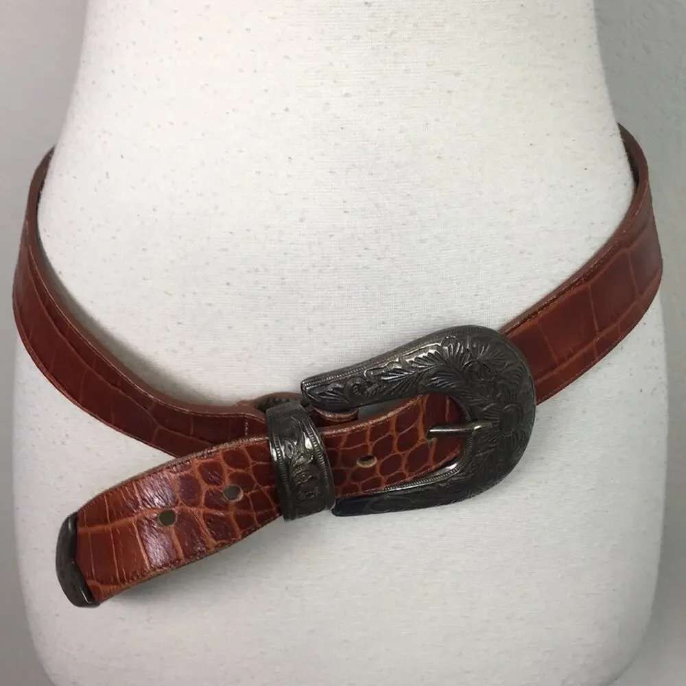 Jennifer Graham Brown Genuine Leather Western Boho Belt Large